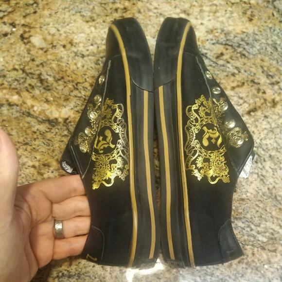 Elvis Shoes Rock and Roll Women Size 9 Black/Gold Rare Embroidered 1977 - Picture 11 of 12